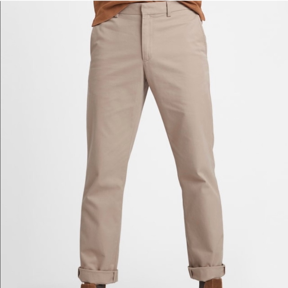 Banana Republic Khaki Chino Cotton Relaxed Pants Size 34 Spring Office